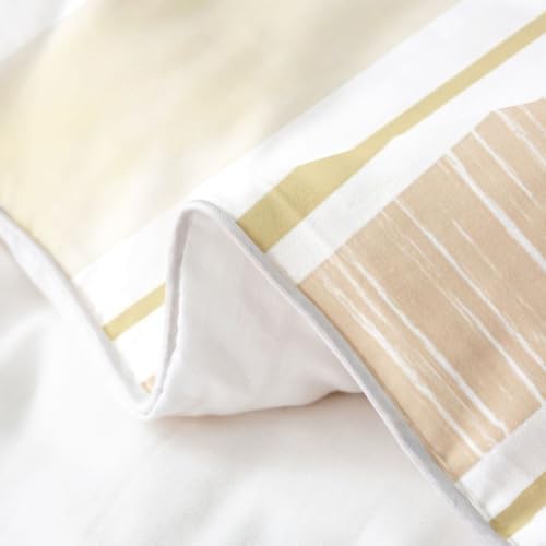 Erosebridal Beige and White Striped King 100% Cotton Duvet Cover for