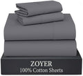 ZOYER 100% Cotton Percale King Sheets, Percale Weave, Smoked Pearl