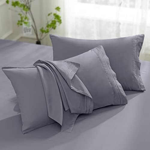 Aormenzy Microfiber Pillow Cases, Queen Size, Grey, Set of 4