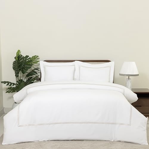 Dreamology White Duvet Cover Luxury Hotel-Quality 100% Cotton Sateen