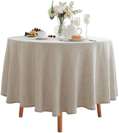 Linen World Linen Tablecloth,100% French Linen Round Tablecloth 90"