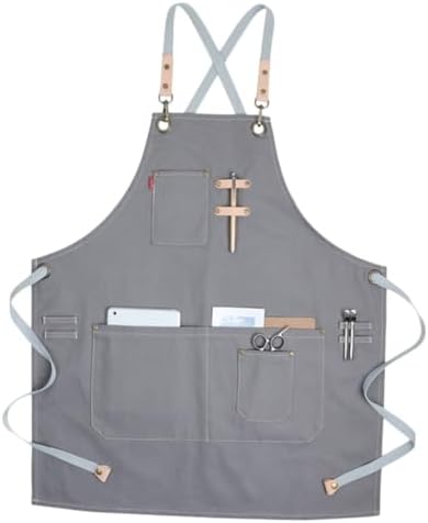 Nordic Industrial Style Canvas Apron with Pockets, Adjustable Fit