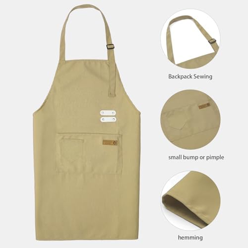 Vinchef New Soft Canvas Apron, Adjustable Neck Strap, Large Pocket