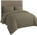 3 Sided Zipper Duvet Cover Set King Size Taupe – Soft 100% Egyptian