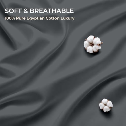 Cotton 4Pcs-Bedding Set King 16" Deep Pocket Dark Grey