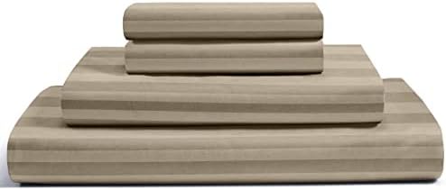 1000-TC Egyptian Cotton Sheet Set, 16" Deep - Striped Taupe, Short