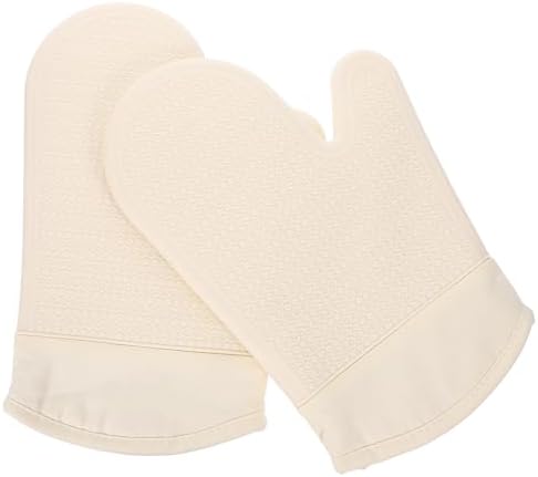 Cotton Kitchen Gloves with Silicone Grip, Heat Insulated Mitts for