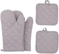 4‐Piece Cotton Oven Mitt Set, Solid Color Heat Resistant Oven Gloves &