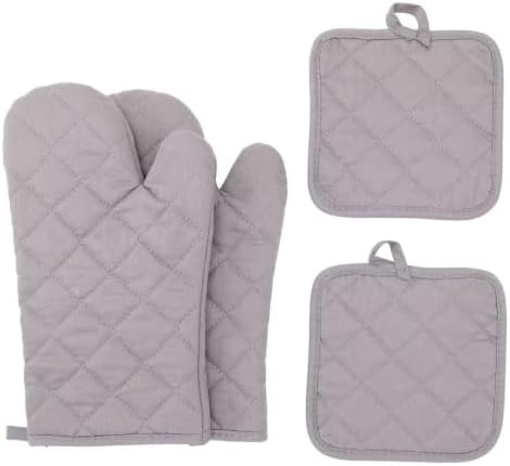4‐Piece Cotton Oven Mitt Set, Solid Color Heat Resistant Oven Gloves &