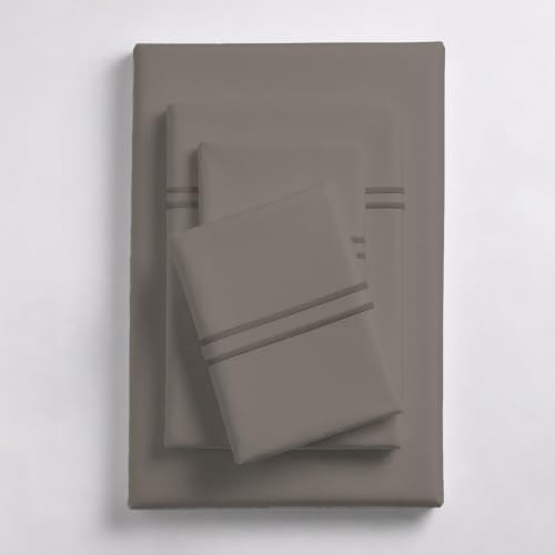 Linen Home 100% Cotton Marrow Percale Sheet Set, King Size, Charcoal