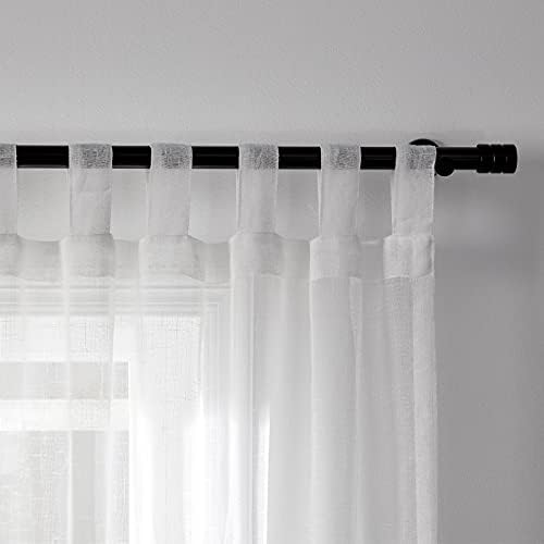 ChadMade Tab Top Sheer Curtain 96 Inch Length Natural Linen Drape for