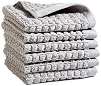 DKNY Quick Dry 100% Cotton Towels, 6 Pack Washcloths - 12 x12, Grey