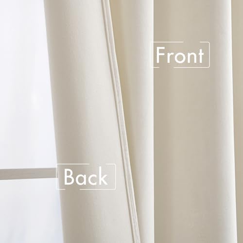 MIULEE Velvet Curtains 52x108 inches 2 Panels Ivory Room Darkening