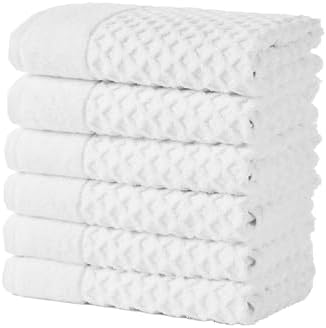 Great Bay Home Hand Towels - 100% Cotton 6 Pack 26x16 Hand Towel Set