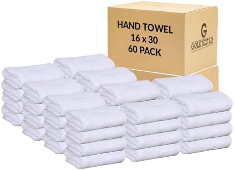 GOLD TEXTILES Premium White Hand Towels for Bathroom Bulk -100% Ring
