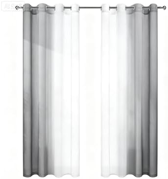 Semi Sheer Curtains 63 inches Long for Living Room Ombre Gray