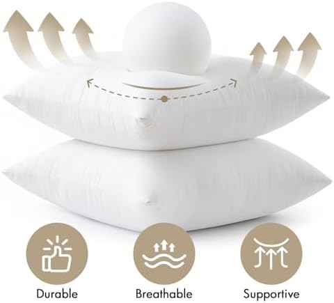 MIULEE 18x18 Pillow Inserts 4 Pack, 100% Virgin Fiber Filling Throw