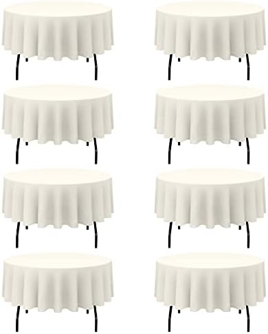 BRILLMAX 8 Pack Ivory Round Tablecloths 90 Inch for 60" Tables
