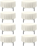 BRILLMAX 8 Pack Ivory Round Tablecloths 90 Inch for 60" Tables