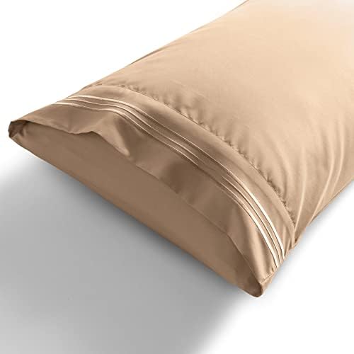 P Pothuiny 100% Microfiber Pillow Cases - Super Soft Beige Pillow