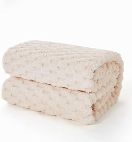 EXQ Home Beige Soft Fleece King Blanket Cozy Throw for Bed,Turtle