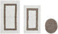 Tufted Cotton White Beige Bathroom Rugs Sets 3 Piece