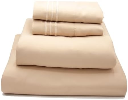 Full Size Bed Sheets, 4-Piece Soft Microfiber Sheets, Cream