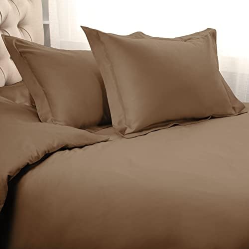 Linen Era Queen (88'' x 92'') Cotton Duvet Cover Set Includes 1 Taupe