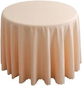 Round Solid Color 90 Inch Polyester Linen Tablecloth for Hotels