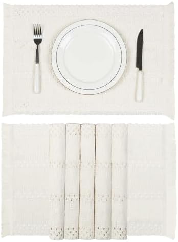 FunWheat Boho Cloth Placemats Set of 4 Farmhouse Natural Place Mats