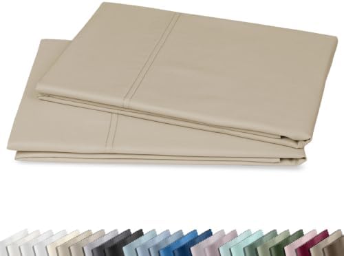 California Design Den 600 TC Set of 2 Queen-Size Pillow Cases, Beige