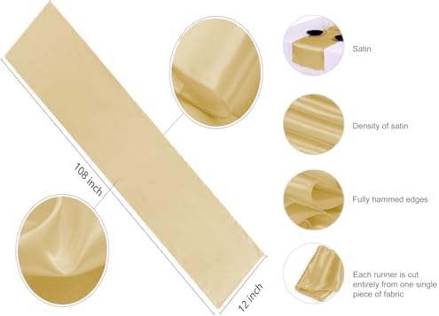 VDS Pack of 15 Satin Table Runners Charmeuse Sateen Silk Centerpiece