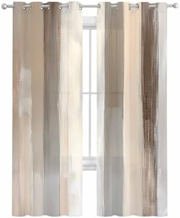 Brown Grey Sheer Curtains 63 Inch Length Grommet Semi Sheer Drapes for