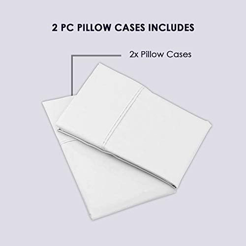 Pizuna Pure 100% Cotton Queen Pillow Cases 800 Thread Count White