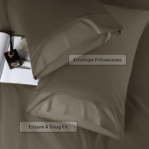 Shilucheng 4 Piece King Sheet Sets, Cooling Sheets, Taupe