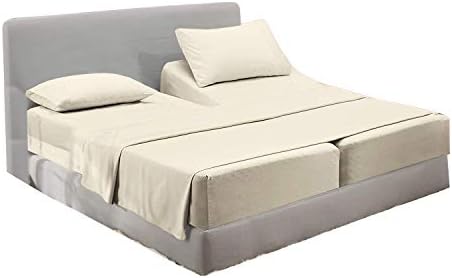 Split King Ivory Solid Sheets Sets for Adjustable Bed Cotton 800 TC