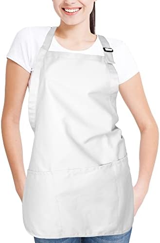 DALIX Apron Commercial Restaurant Home Bib Spun Poly Cotton Kitchen