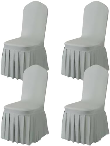 Rakila 4PC Parson Skirt Removable Chair Covers Stretch Spandex