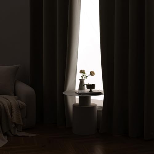 MIULEE Cream Beige Blackout Bedroom Curtains Drapes 84 Inch Long
