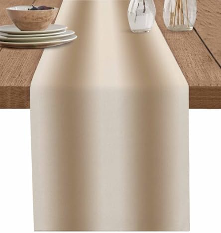 Khaki Ombre Cotton Linen Table Runner - 90 Inch Long, Brown Gradient