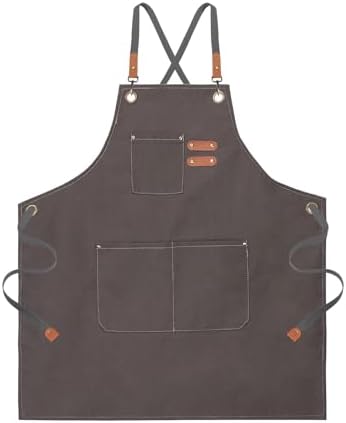 HARFINGTON Canvas Chef Aprons Adjustable Strap Cross Back Kitchen