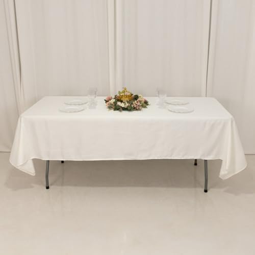Balsa Circle 60x102 inch Ivory Lamour Satin Rectangle Tablecloth Table