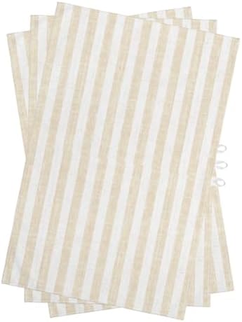 Beige Striped Kitchen Towels Set of 3, Ultra Absorbent Dish Towels