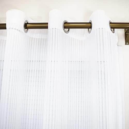 White Sheer Curtains Voile Window Long 2 Panels Set for Living Room