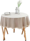 Round Tablecloth 1 Piece Solid Cotton Linen Lace Table Cover for