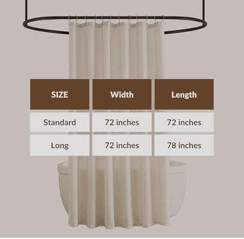 Grey Farmhouse Linen Shower Curtain, Neutral Bath Decor Slub Texture