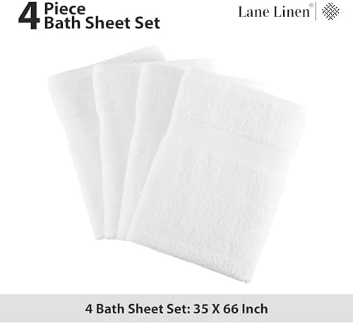 Lane Linen 100% Cotton 4 Pack Bath Sheets (35"x66") - Ring Spun, Extra