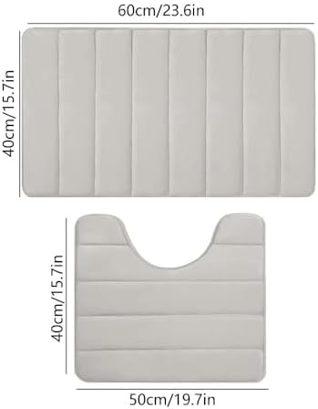 Ultra Water Absorbent Memory Foam Bathroom Rugs Set 2 Piece Non-Slip