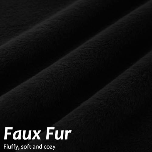 Pallene Faux Fur Decorative Throw Pillow Covers 18x18 Set of 2, Black