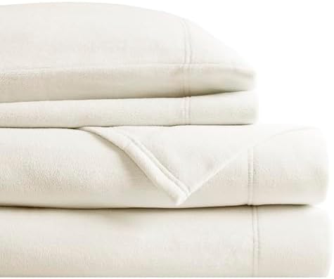 Sleep Philosophy Micro Fleece Sheets Full Size Bed Set 4 Piece, Ivory